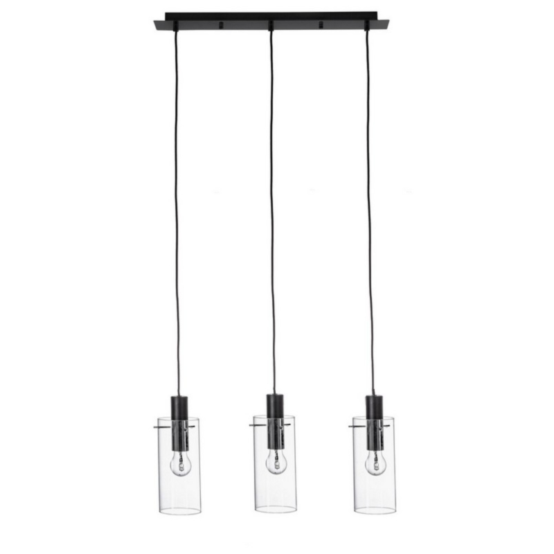 AGLOW TRASP-BLAC RECT CHANDELIER 3LIGHTS