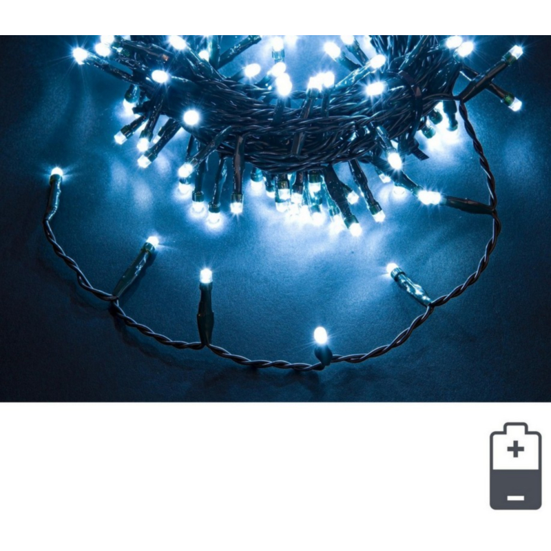 48 LED WHITE CHAIN W-BATTERY INDOOR