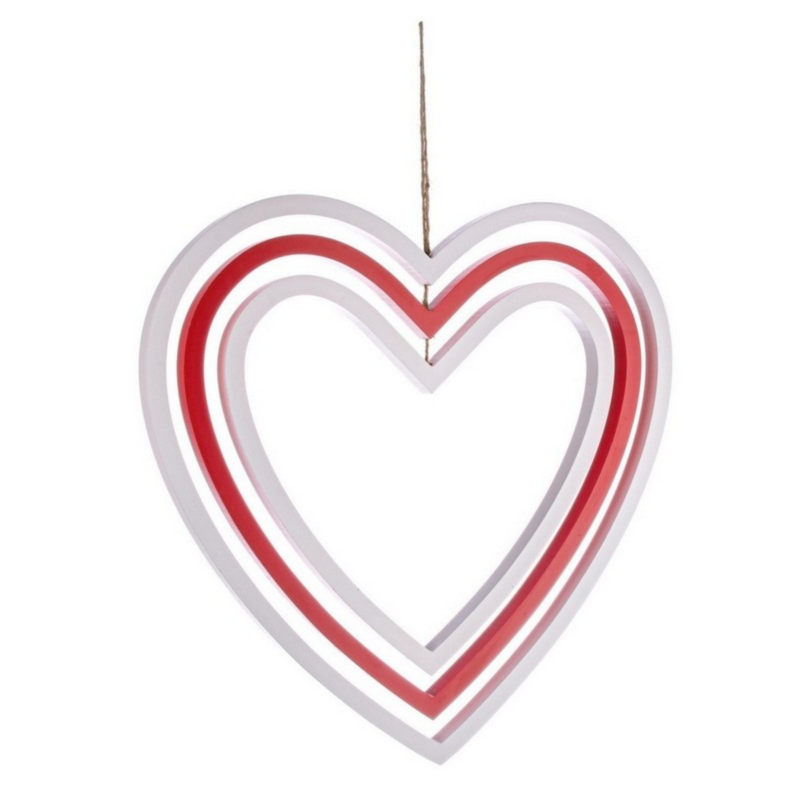 ORNAMENT HEART RED-WHITE