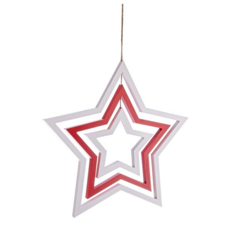 ORNAMENT STAR RED-WHITE