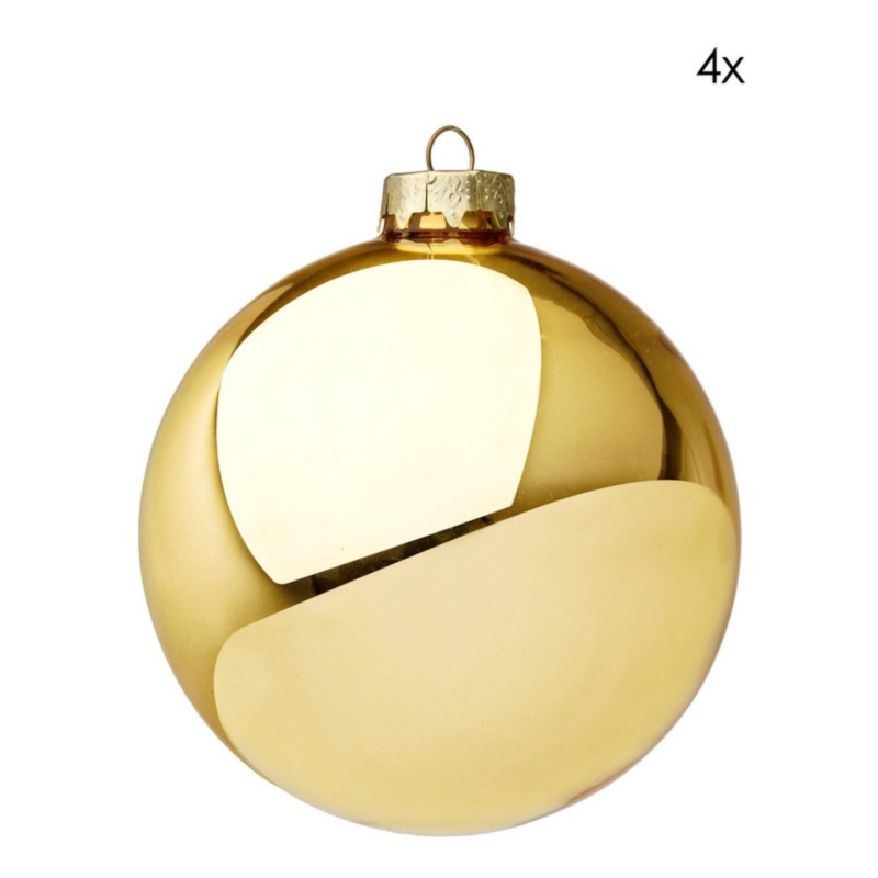 BIZZOTTO Palle di Natale in Vetro Losanga Champagne Addobbi Natalizi Ornamento per Albero Set 4 Pz Palline ⌀ 80 mm 
