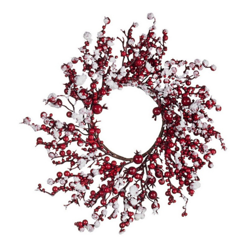 BESSY RED ICED BERRY WREATH D35
