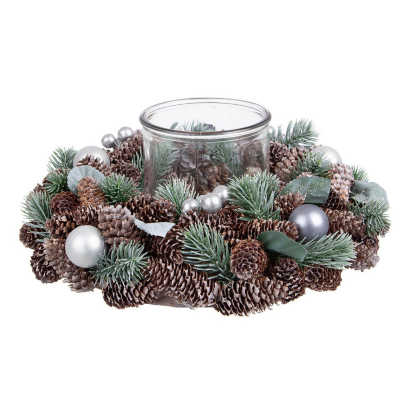 ASTRID SILVER 1P ROUND CANDLE HOLDER