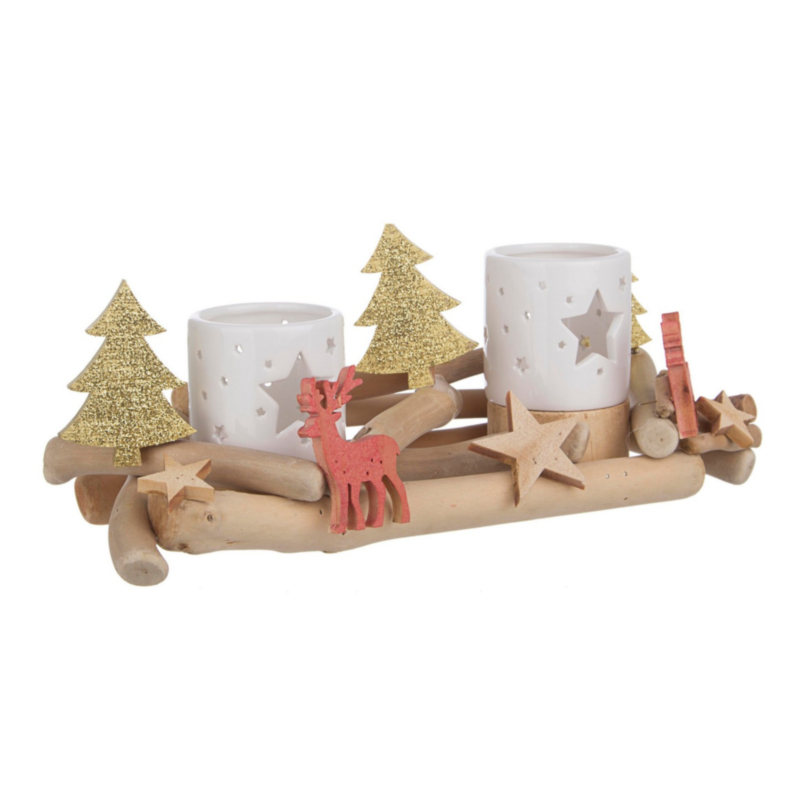 ATELIER CANDLE HOLDER W-REINDEER 4PO