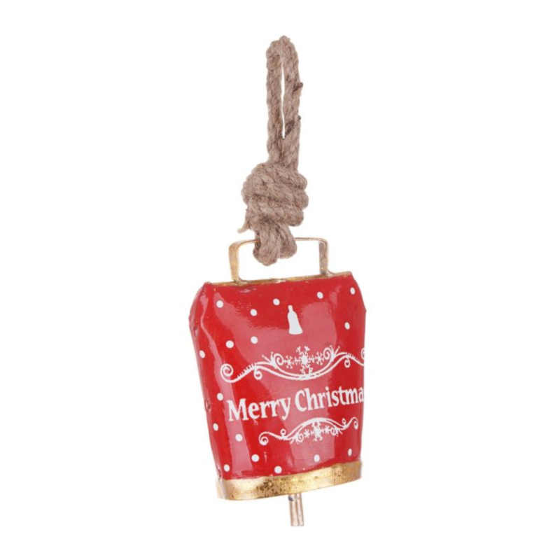 WENDI RED MERRY XMAS BELL ORNAMENT