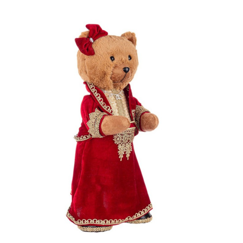 COLYN RED-GOLD STAND BEAR W-SKIRT 26X54H