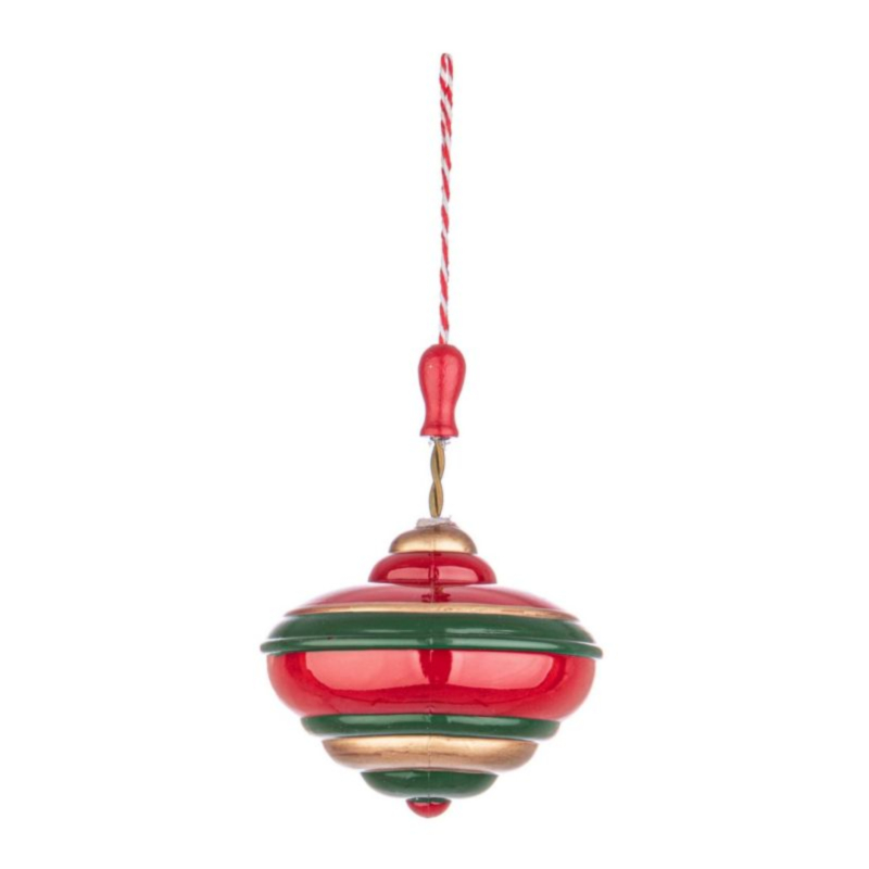 SIENNA RED-GREEN SPINNING TOP ORNAMENT