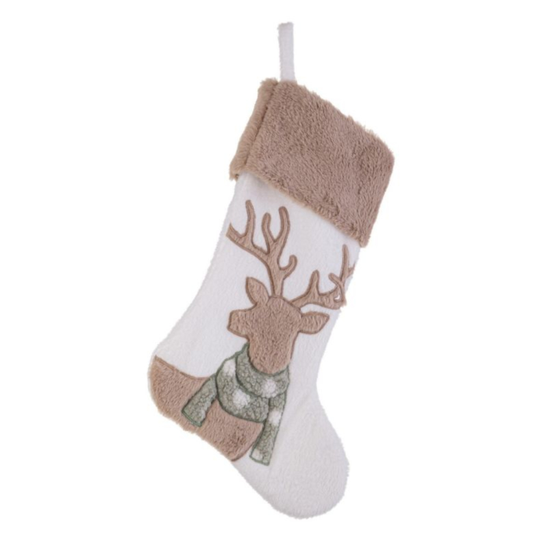 MELLOW WHITE REINDEER STOCKING 45X28
