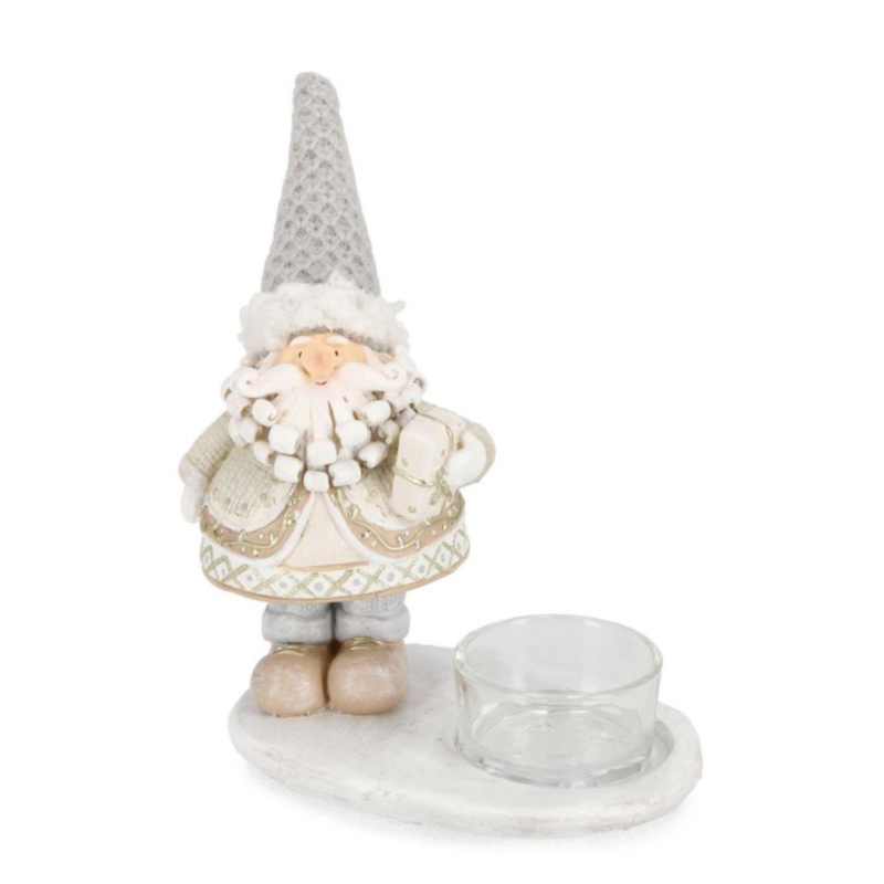 CHAREL SANTA CANDLE HOLDER 1P W-GIFT