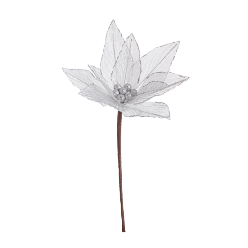 PICK POINSETTIA OLYMPIAS ARGENTO 25X25