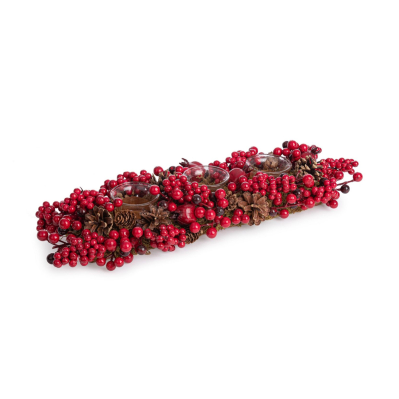 JODENE RECT CANDLE HOLD.3P RED BERRY