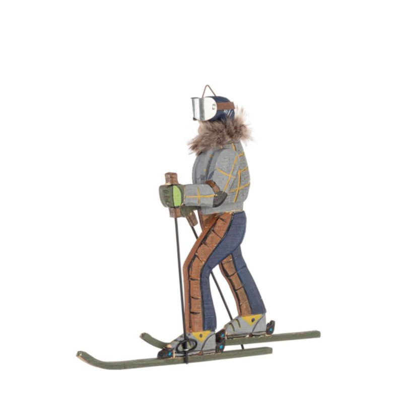 ALPBACH GREY-BLUE SKIER DECOR H28