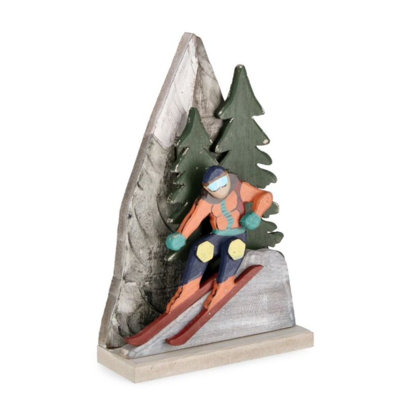 ALPBACH SKIER W-PINEDECORATION H29