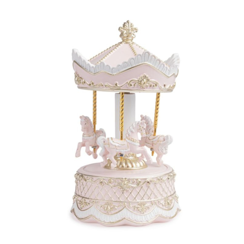 DARLING PINK MUSIC BOX W-HORSES