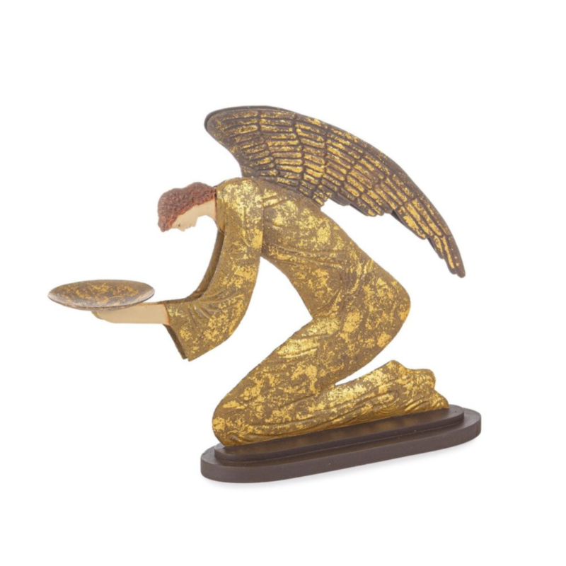 CASSIEL ANGEL BRONZ CANDLE HOLDER H27,94