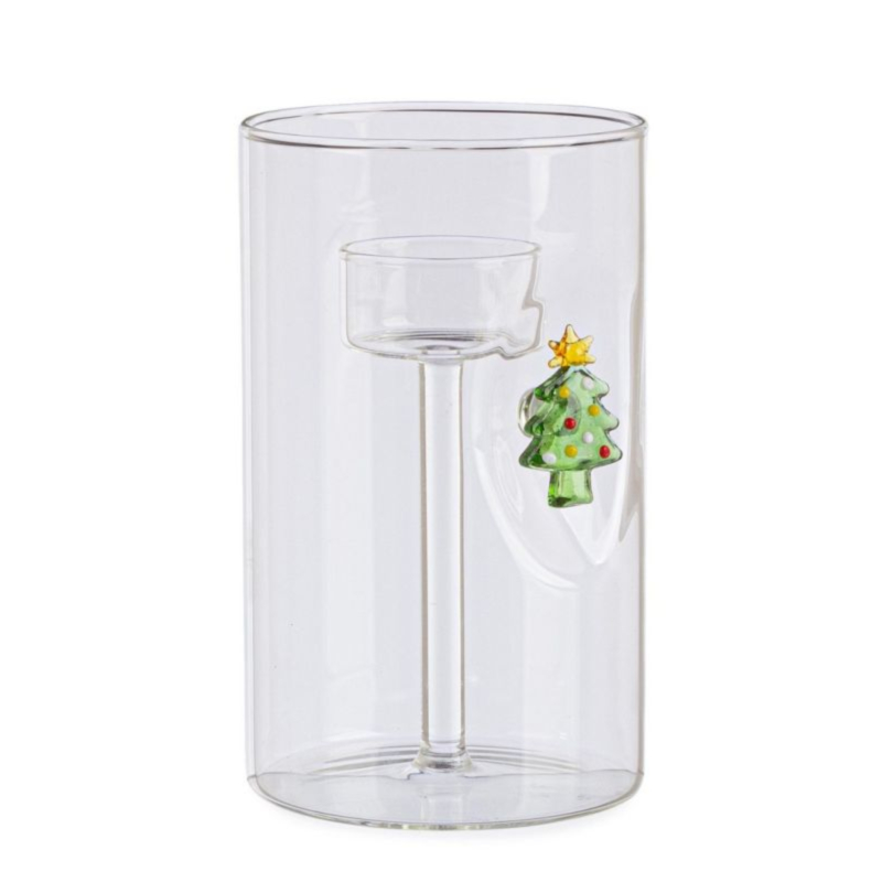 LAVISH PINE GL CANDLE HOLDER W-BOX H15