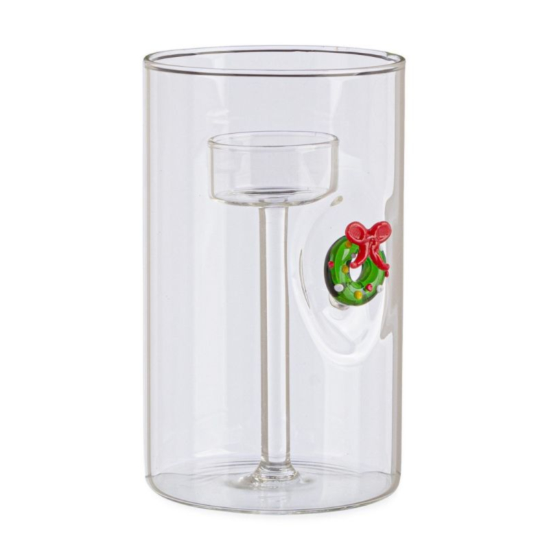 LAVISH WREATH GL CANDLE HOLDER W-BOX H15
