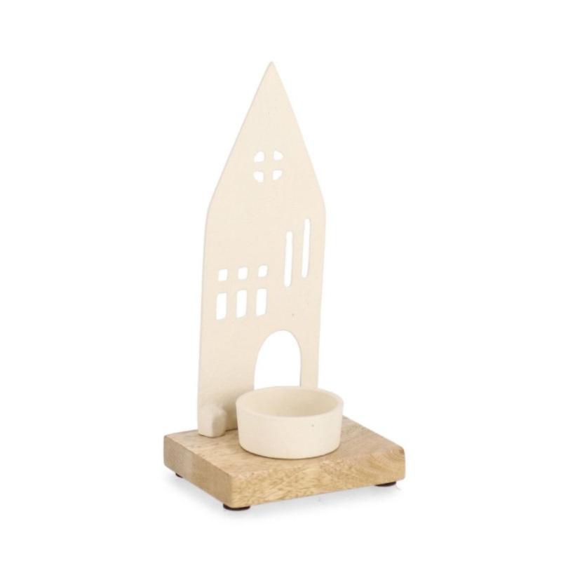 CORNWALL 1P HOU WH TEALIGHT HOLDER H19