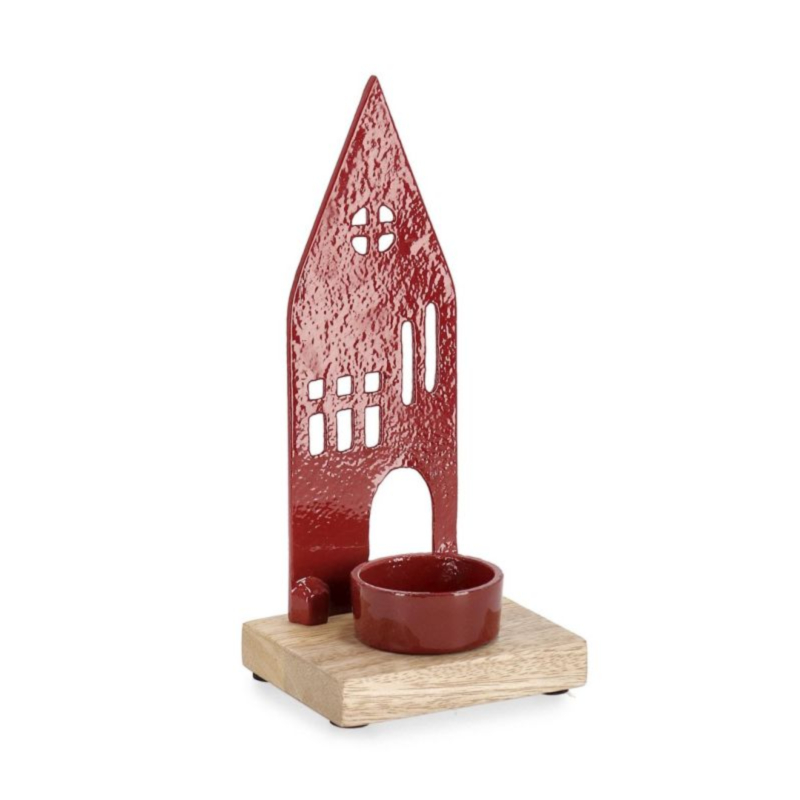 CORNWALL 1P HOUS RED TEALIGHT HOLDER H19