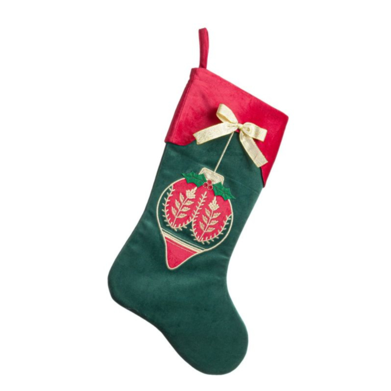 FESTIVE RED-GREEN STOCKING 45X28