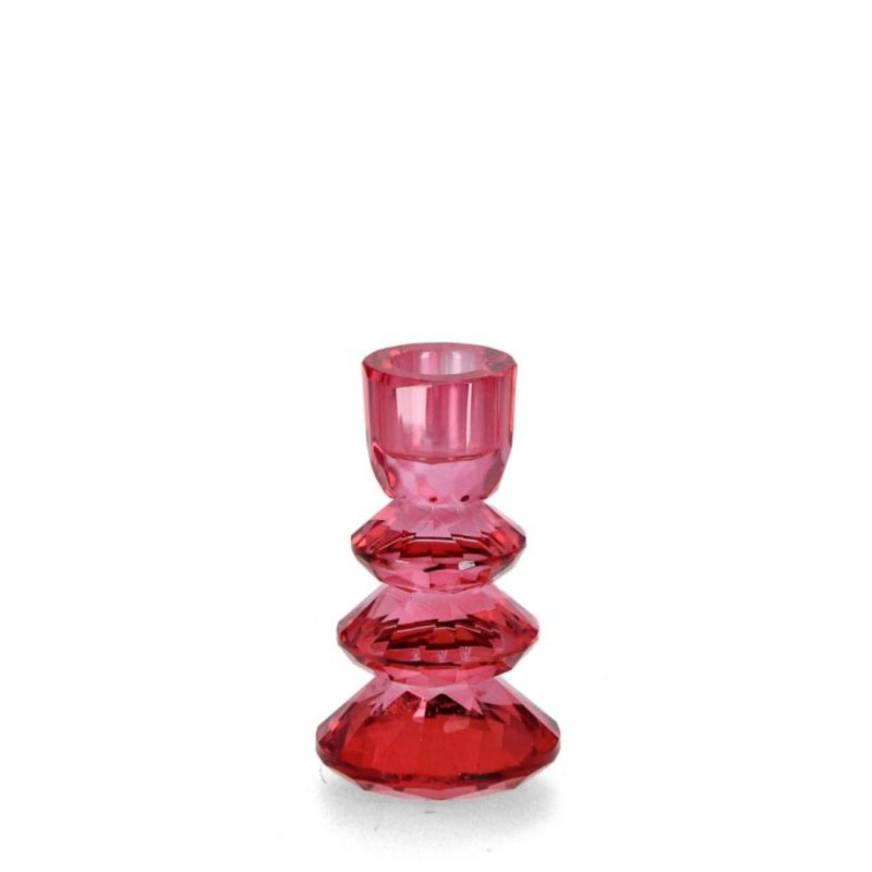 ELDRID GL RED CANDLE HOLDER 1P D6X11H