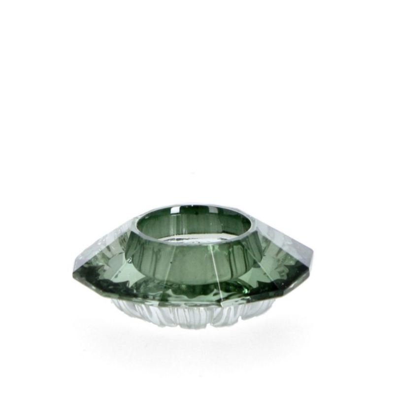 ELDRID 1P GL GRE TEALIGHT HOLDER D9X3,3H