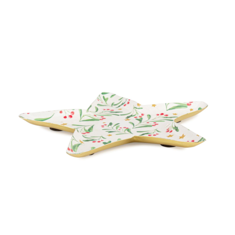 SYLVAN STAR HOLLY DECORATIVE TRAY 23X23
