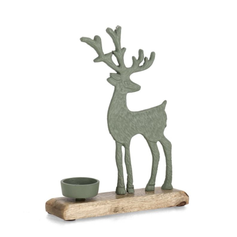 HARRISON REINDEER GREEN CANDLE H. W-BASE